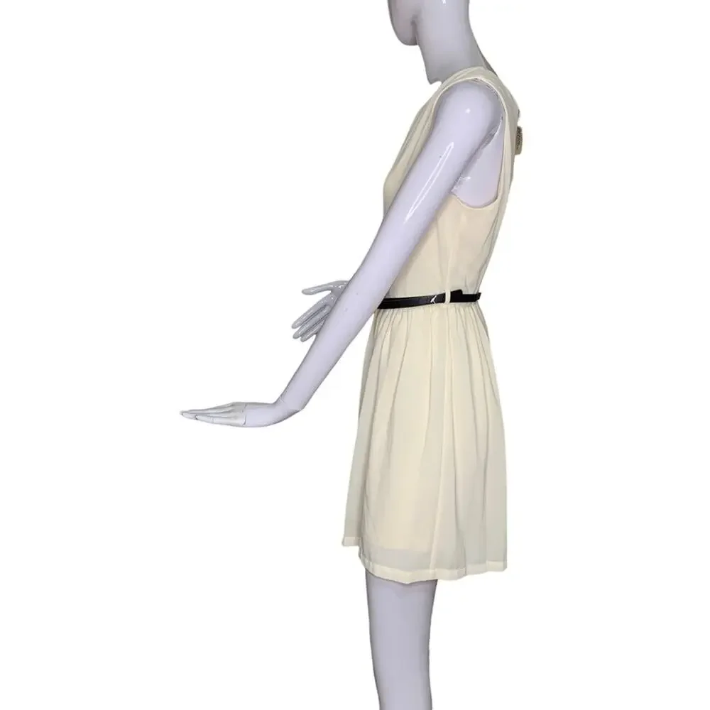 Forever 21 NWT Sheer Dress Sleeveless Cream Hidden Zipper on Back Size S